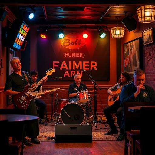 A live band performing on a small stage at Cozy Corner Cafe