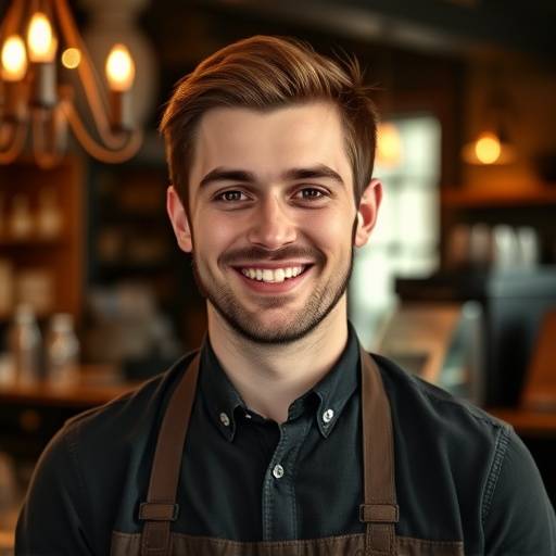 Smiling portrait of Ethan Smith, front of house manager at Cozy Corner Cafe